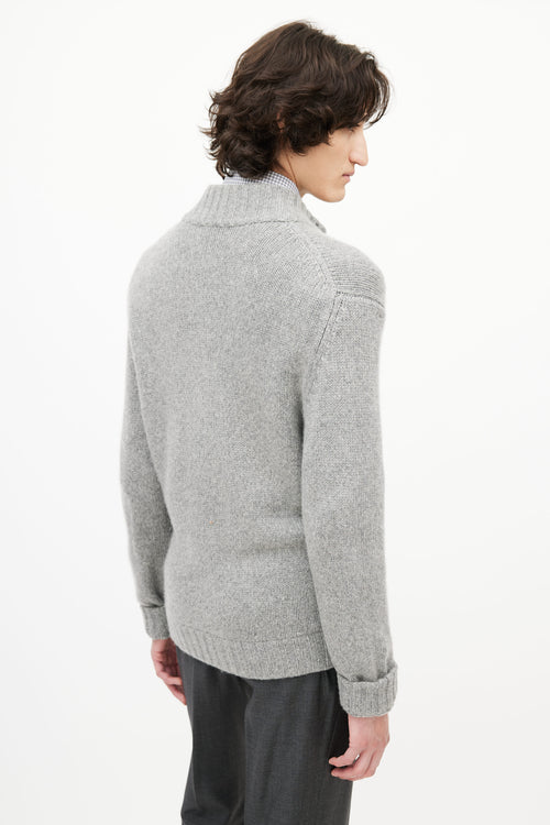 Zegna Grey Cashmere Knit Cardigan