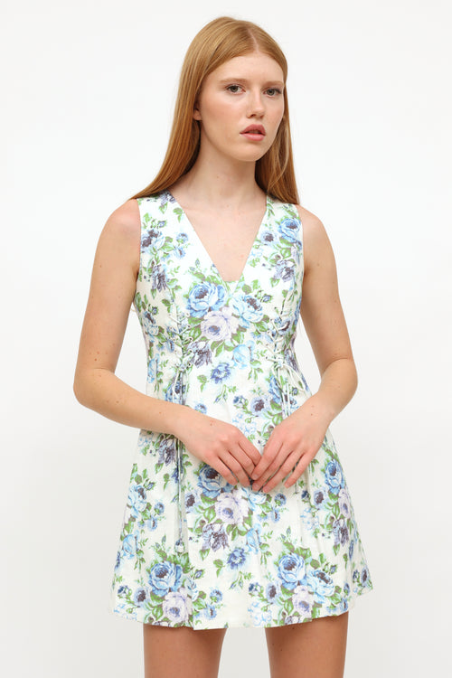 Zimmermann White Floral Print Linen Dress