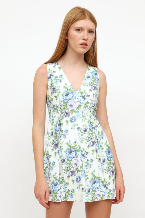 Zimmermann White Floral Print Linen Dress