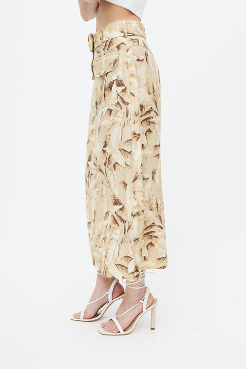 Zimmermann Beige 
Yellow Floral Belted Skirt