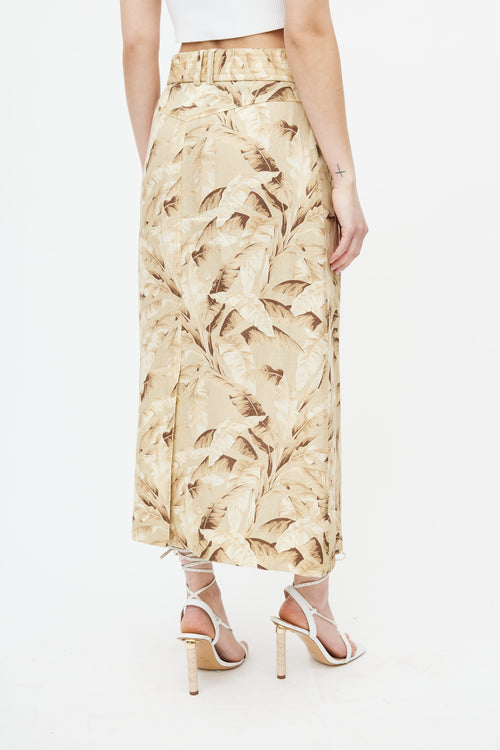 Zimmermann Beige 
Yellow Floral Belted Skirt