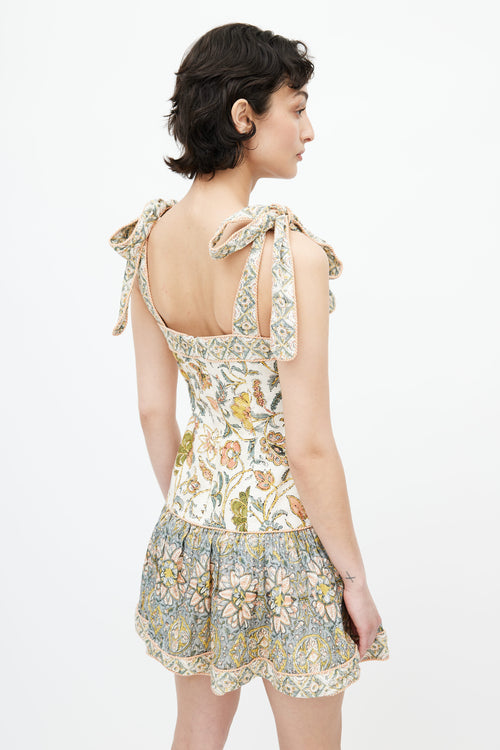 Zimmermann Cream 
Multicolour Floral Knotted Dress