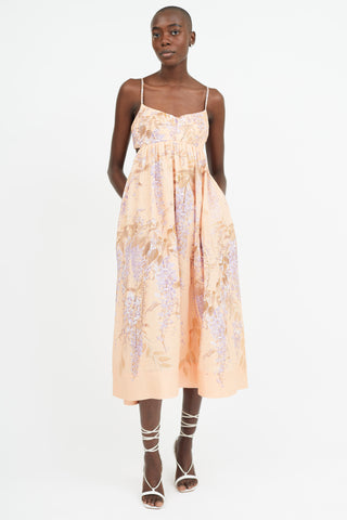 Zimmermann Orange 
Purple Floral Print  Dress