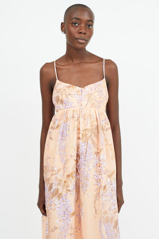 Zimmermann Orange 
Purple Floral Print  Dress