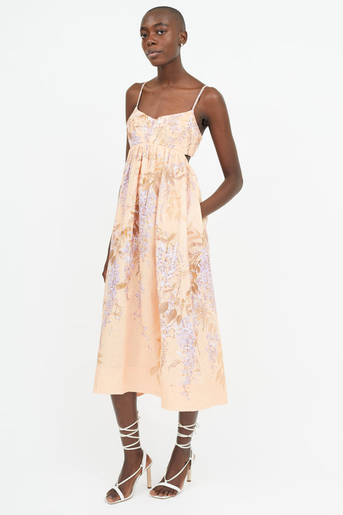 Zimmermann Orange 
Purple Floral Print  Dress