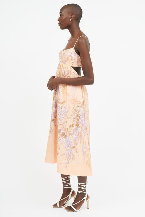 Zimmermann Orange 
Purple Floral Print  Dress