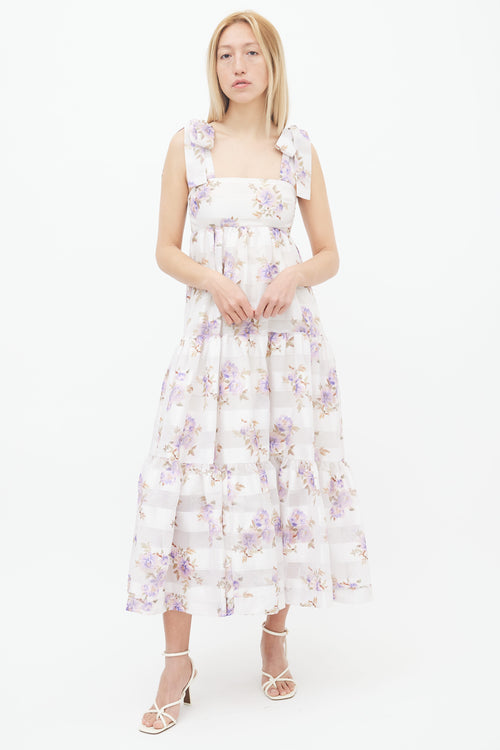 Zimmermann White 
Purple Rosa Striped Dress