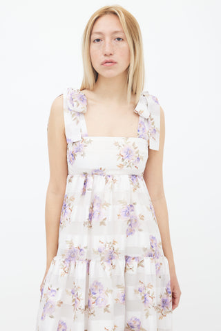 Zimmermann White 
Purple Rosa Striped Dress