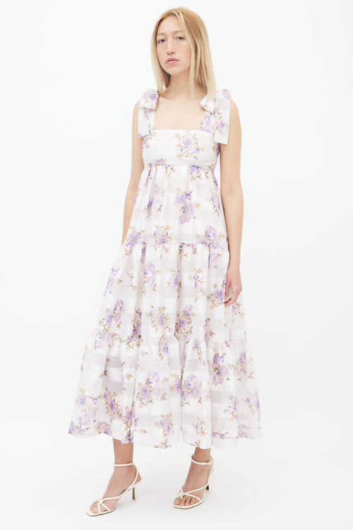 Zimmermann White 
Purple Rosa Striped Dress