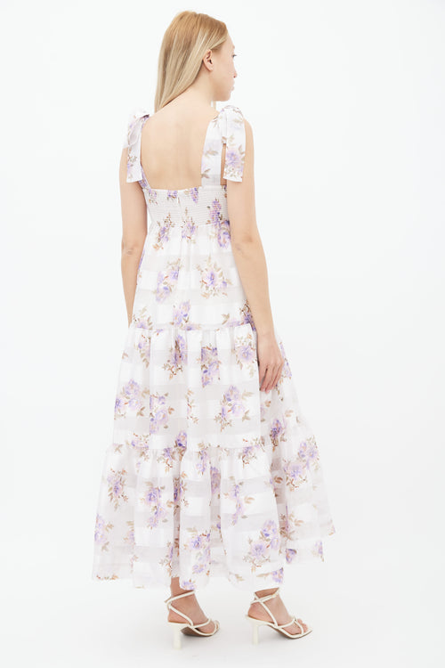 Zimmermann White 
Purple Rosa Striped Dress