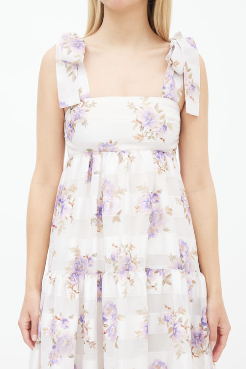 Zimmermann White 
Purple Rosa Striped Dress