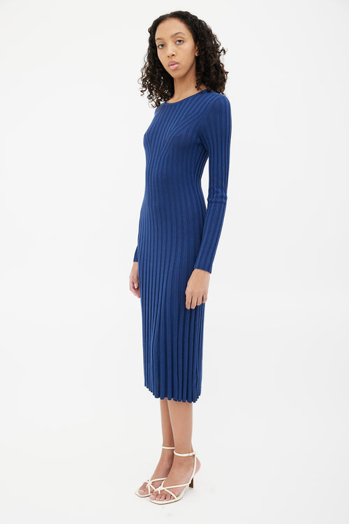 Adam Lippes Navy Ribbed Bodycon Maxi Dress