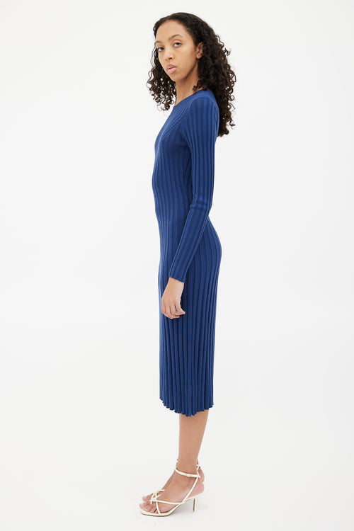 Adam Lippes Navy Ribbed Bodycon Maxi Dress