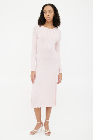 Adam Lippes Pink Ribbed Bodycon Maxi Dress