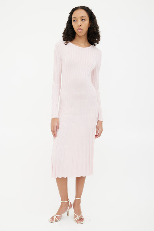 Adam Lippes Pink Ribbed Bodycon Maxi Dress