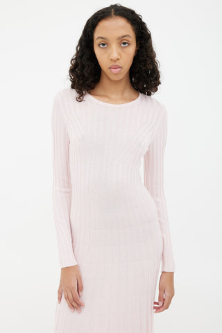 Adam Lippes Pink Ribbed Bodycon Maxi Dress