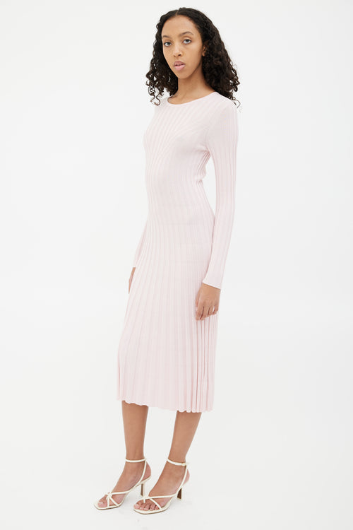 Adam Lippes Pink Ribbed Bodycon Maxi Dress