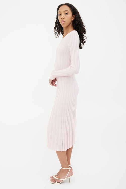 Adam Lippes Pink Ribbed Bodycon Maxi Dress