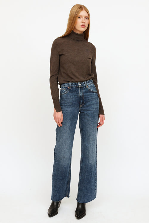 Akris Brown Wool Turtleneck Top