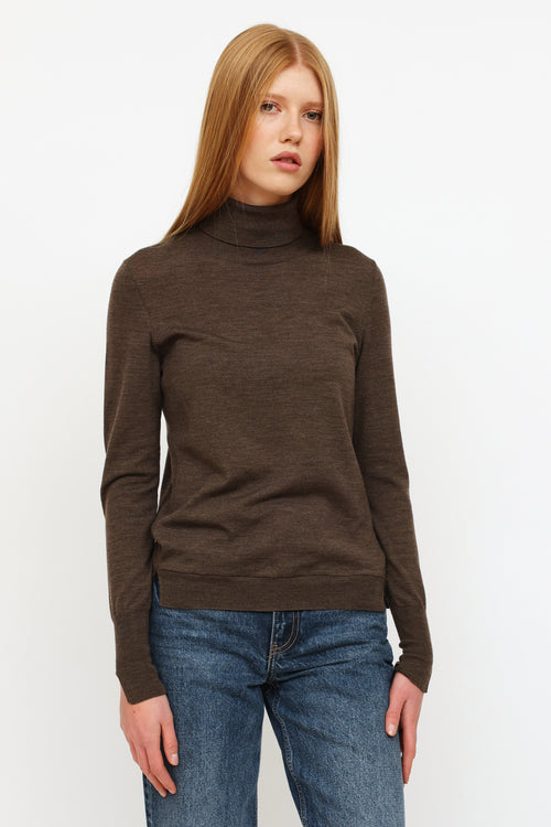 Akris Brown Wool Turtleneck Top