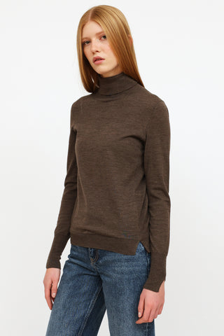 Akris Brown Wool Turtleneck Top