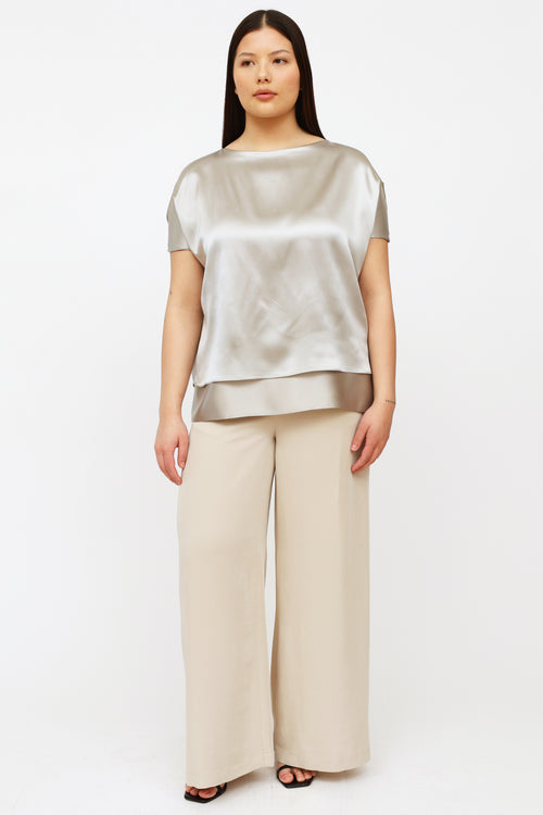 Akris Silver Metallic Layered Blouse