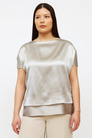 Akris Silver Metallic Layered Blouse