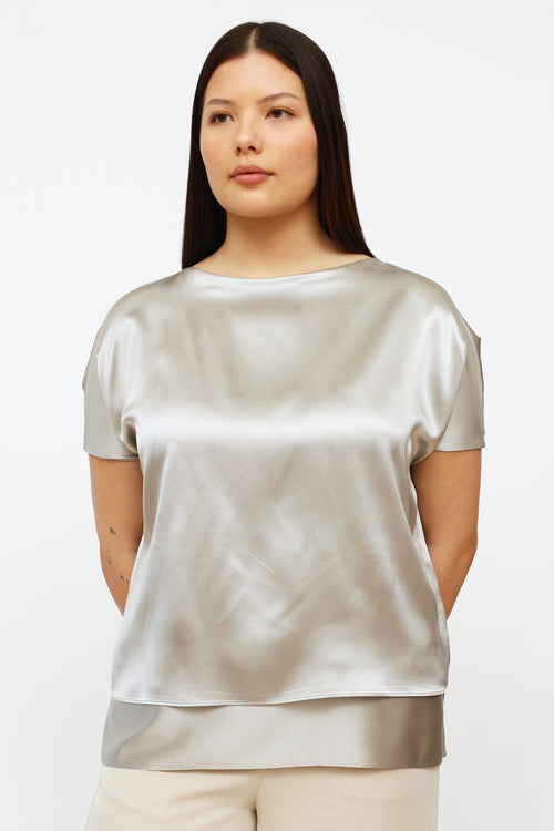 Akris Silver Metallic Layered Blouse