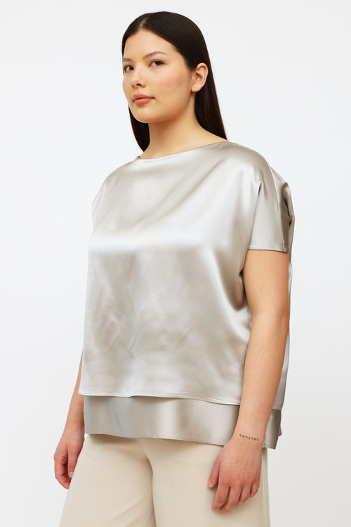 Akris Silver Metallic Layered Blouse