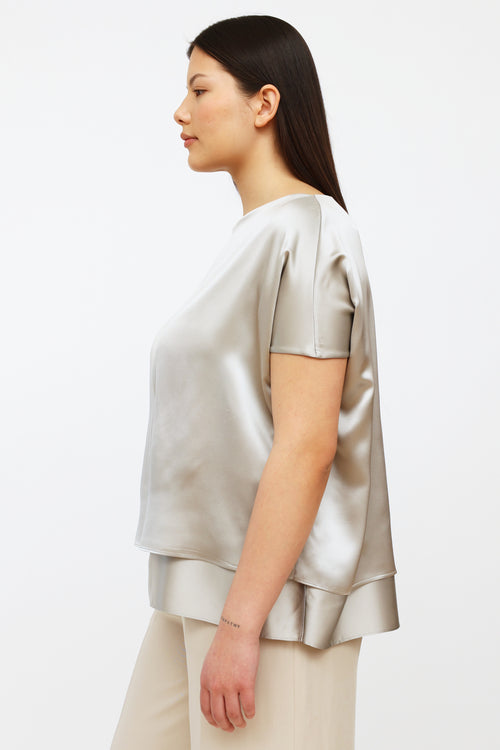 Akris Silver Metallic Layered Blouse