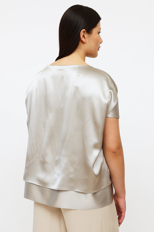 Akris Silver Metallic Layered Blouse