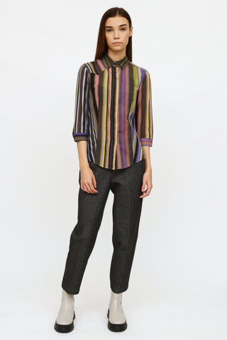 Akris Multi Stripe Button Up Shirt