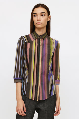 Akris Multi Stripe Button Up Shirt