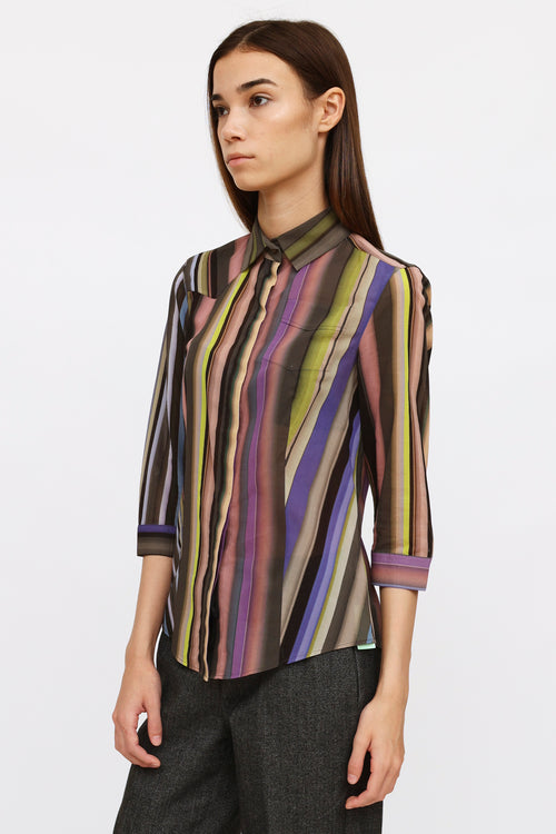 Akris Multi Stripe Button Up Shirt