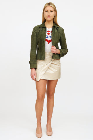 Akris Green Suede Zip-Up Jacket