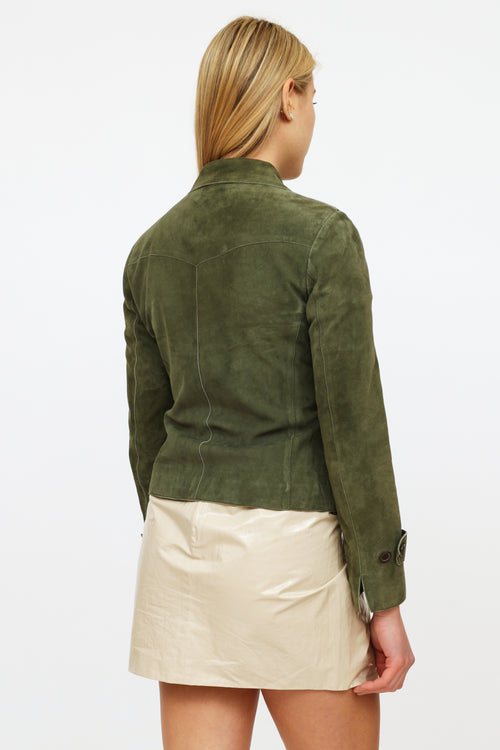 Akris Green Suede Zip-Up Jacket