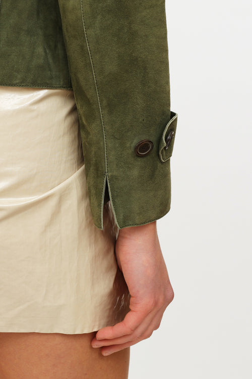 Akris Green Suede Zip-Up Jacket