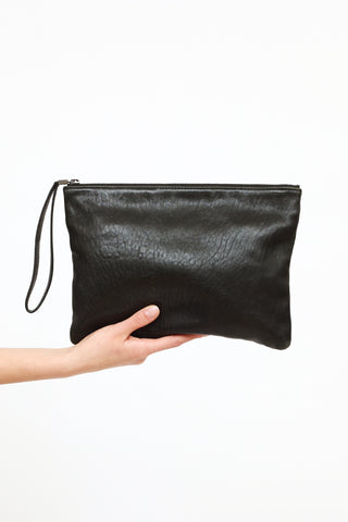 Alexander McQueen Black Leather Zip Pouch