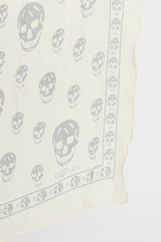 Alexander McQueen Yellow 
Black Skull Print Scarf