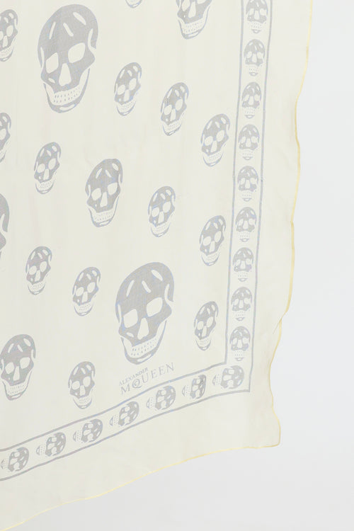 Alexander McQueen Yellow 
Black Skull Print Scarf