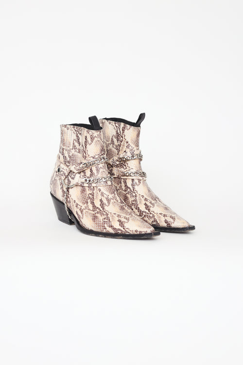 Anine Bing Beige Embossed Chained Boots