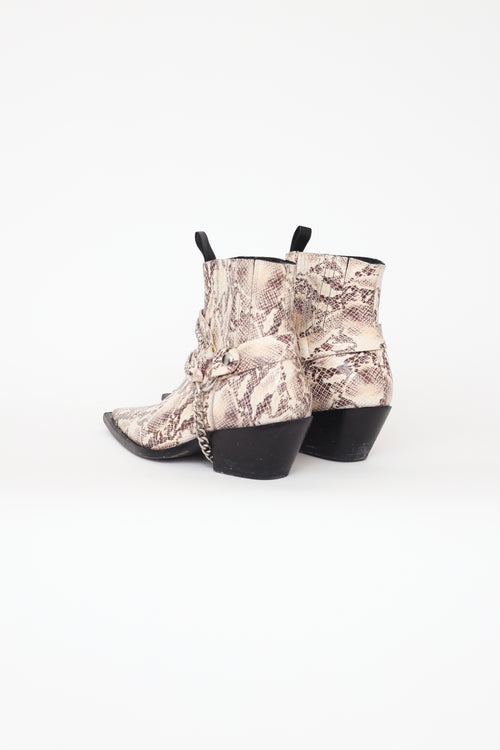 Anine Bing Beige Embossed Chained Boots