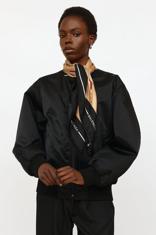 Balenciaga Black Scarf Bomber Jacket