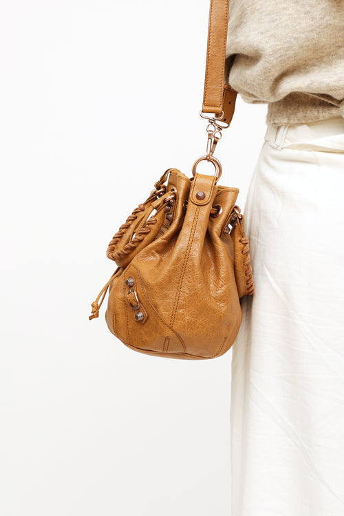 Balenciaga Brown Giant 21 Pompon Bucket Bag