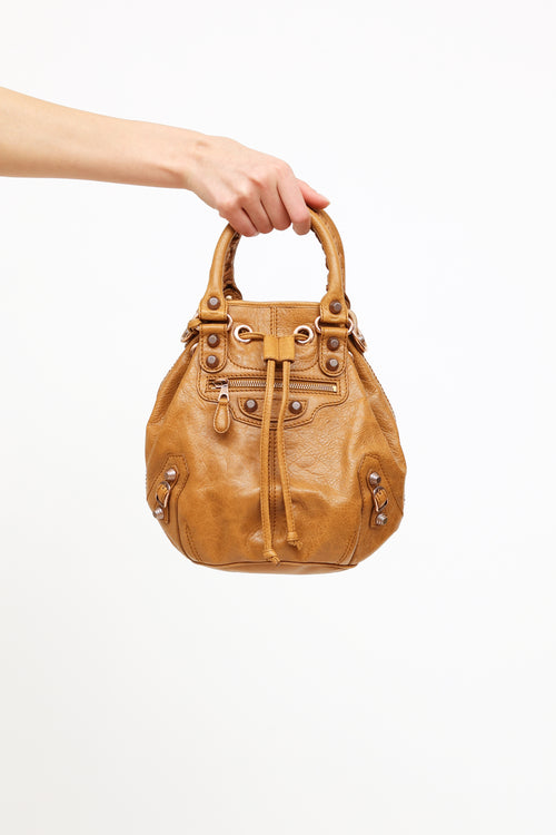 Balenciaga Brown Giant 21 Pompon Bucket Bag