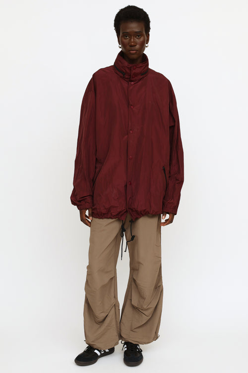 Balenciaga Burgundy Logo Raincoat