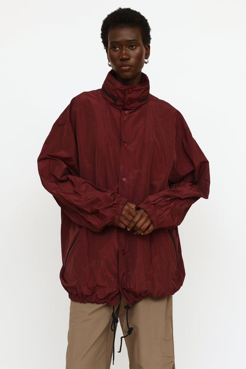 Balenciaga Burgundy Logo Raincoat