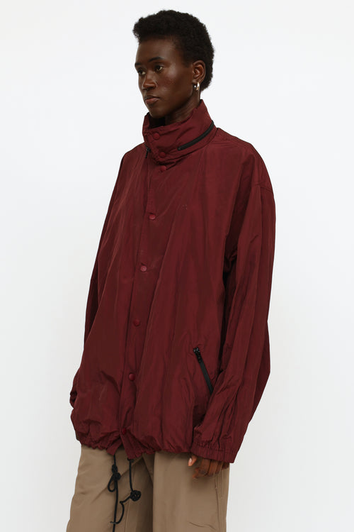 Balenciaga Burgundy Logo Raincoat