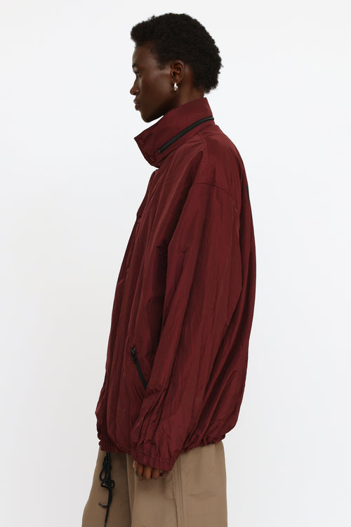 Balenciaga Burgundy Logo Raincoat