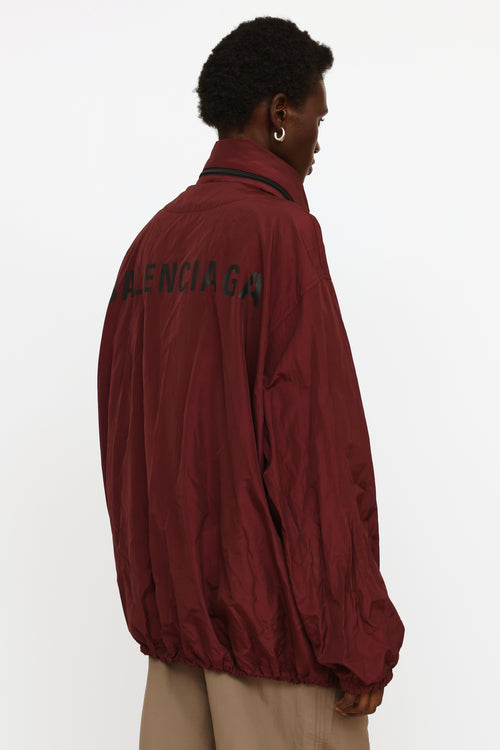 Balenciaga Burgundy Logo Raincoat